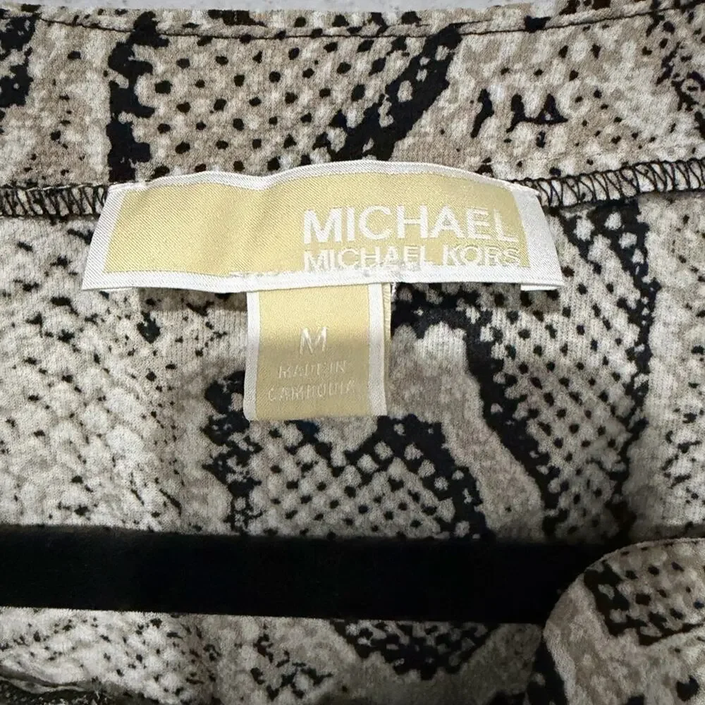 Michael Michael Kors Snakeskin V-Neck Roll-Tab Sleeve Blouse Size Medium